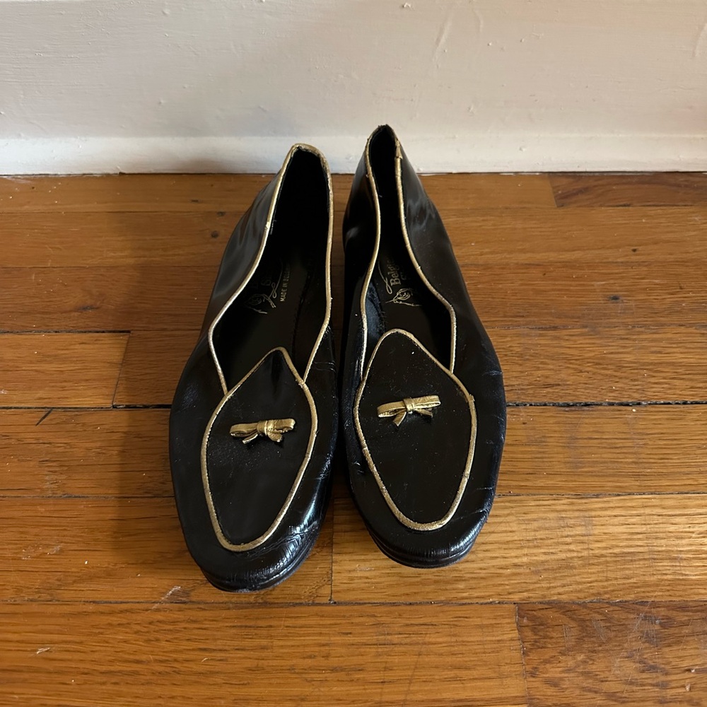 Black and Gold Belgian Shoes Loafers
